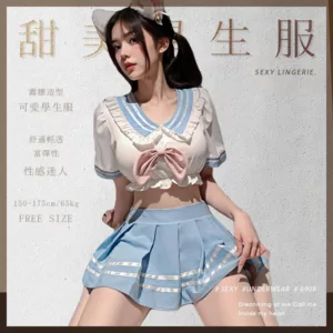 純愛校花甜美露腰學生服-6908
